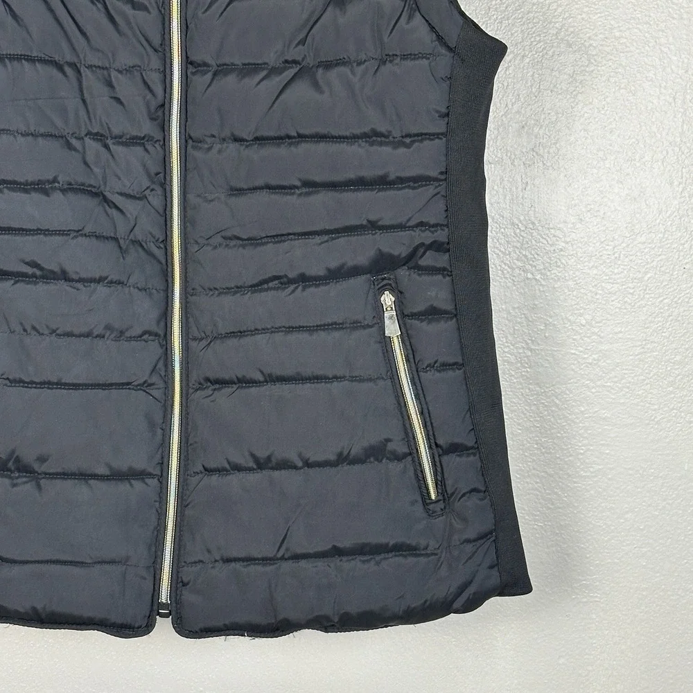 Special‎ One Womens XL Black Quilted Vest Jacket Faux Fur Full Zip Lined
